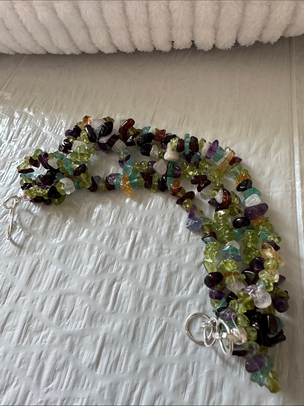 Bracelet 7.5 inches hook closure Amethyst moonstone 4 strands
